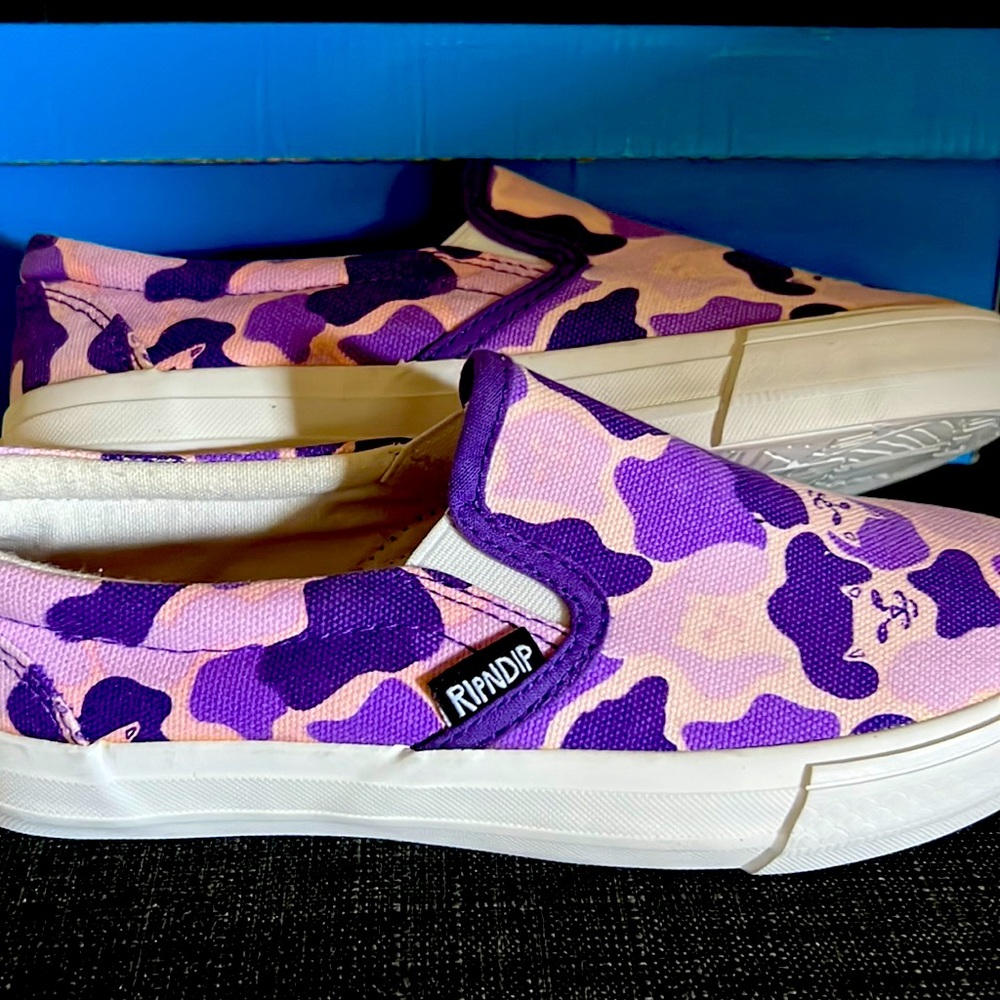 RARE RipNDip purple camo slide on shoes